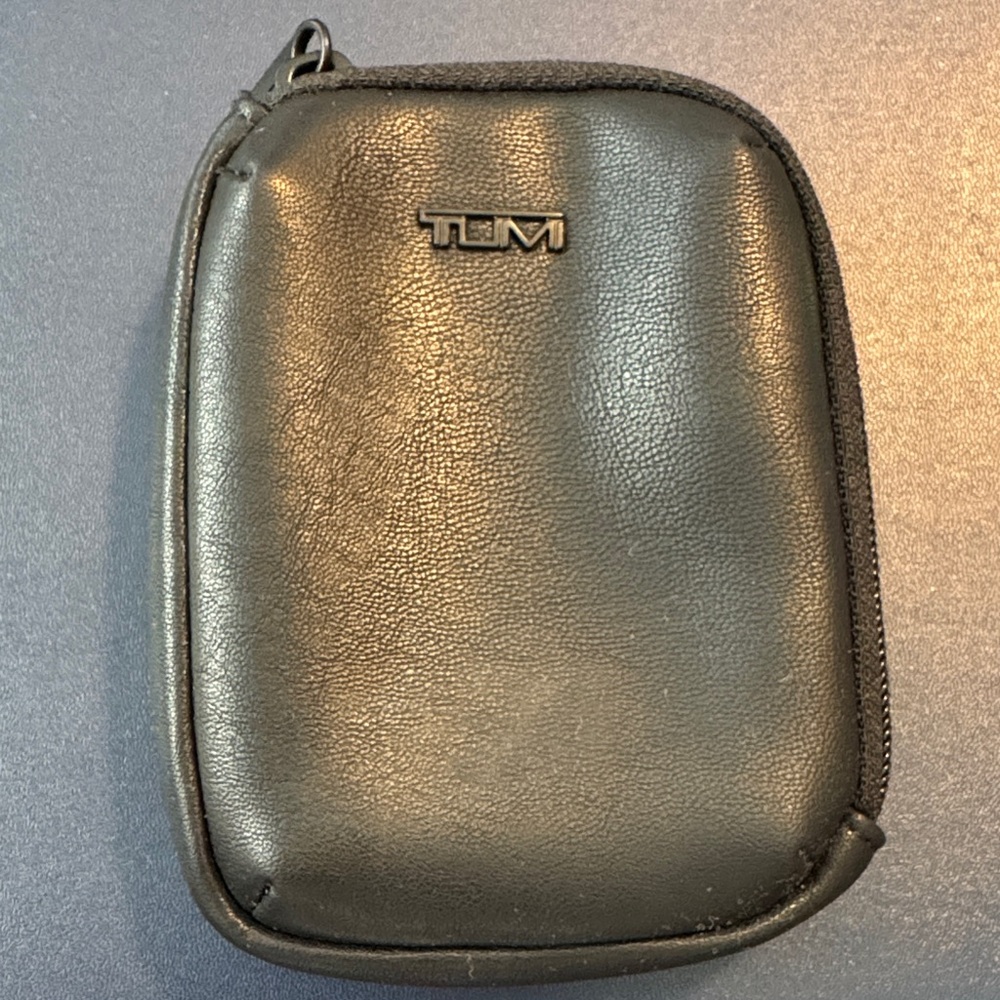Tumi Black Leather Zip Pouch